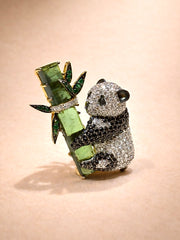 Panda Aurora Lab Diamond Brooch | GEMSURE