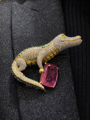 Zyra Croc Lab Diamond Brooch | GEMSURE