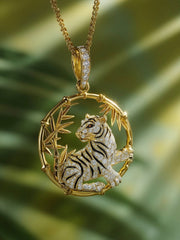 Tiger Lab Diamond Pendant + Brooch | GEMSURE