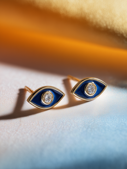 Sacred Bloom Lab Diamond Evil Eye Earring | GEMSURE