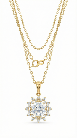 Zoryxia Lab Grown Diamond Necklace in 18kt Gold Vermeil | GEMSURE